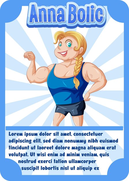 무료 벡터 anna bolic이라는 단어가 있는 캐릭터 게임 카드 템플릿
