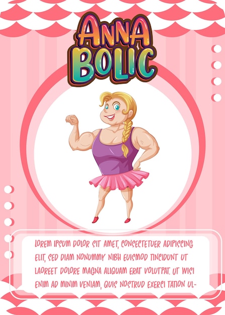 Character game card template with word anna bolic