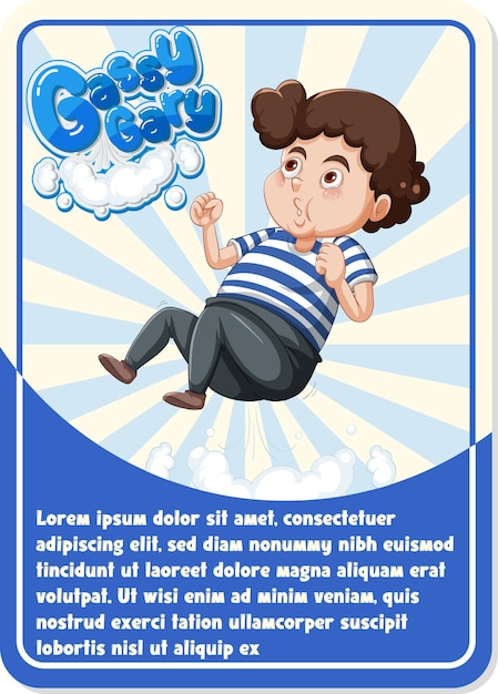 Character game card template with word Gassy Gary