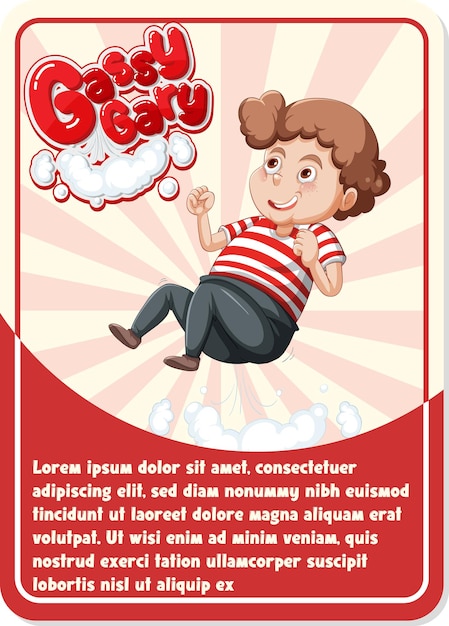 Free vector character game card template with word gassy gary