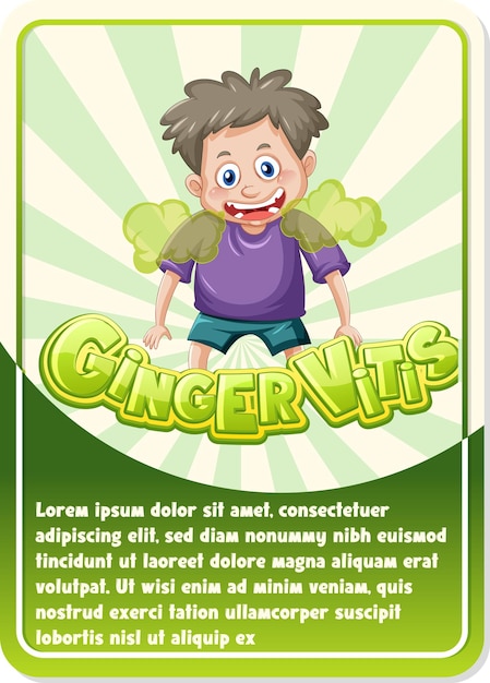 Free vector character game card template with word ginger vitis