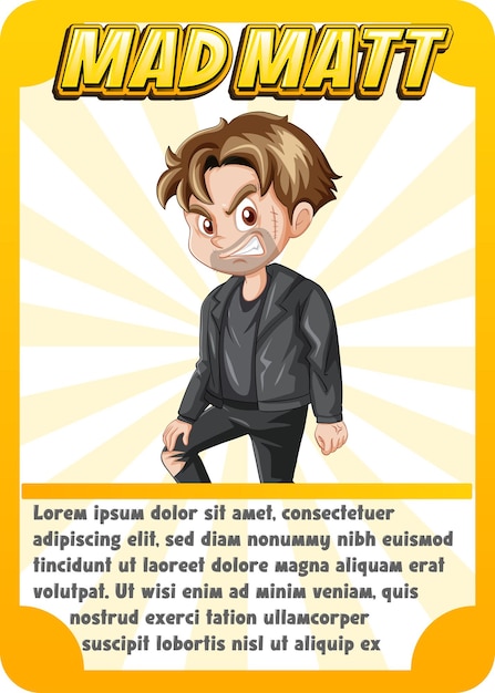 Character Game Card Template: Mad Matt