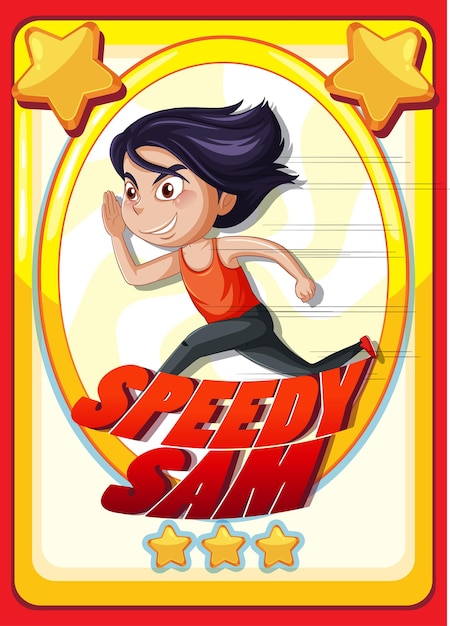 Шаблон игровой карты персонажа со словом Speedy Sam