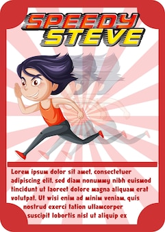 Character game card template with word speedy sam