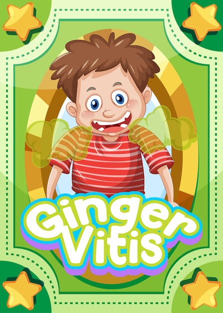 Free vector character game card with word ginger vitis