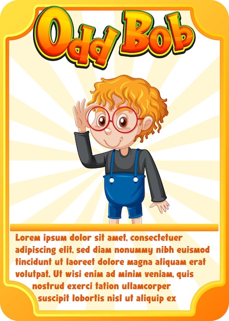 Free vector character game card with word odd bob