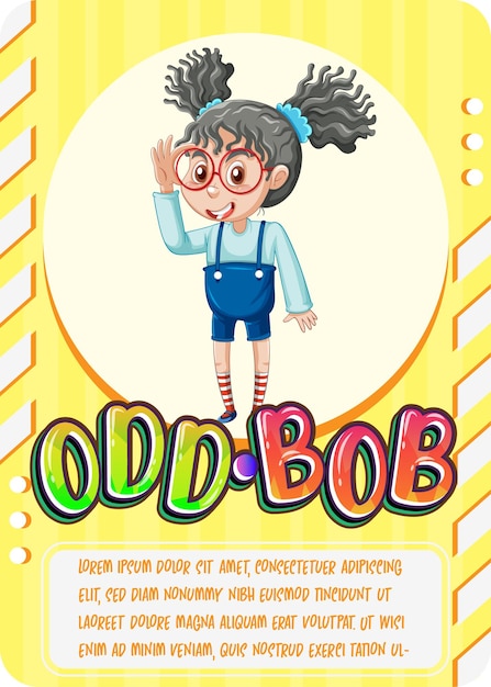 Free vector character game card with word odd-bob