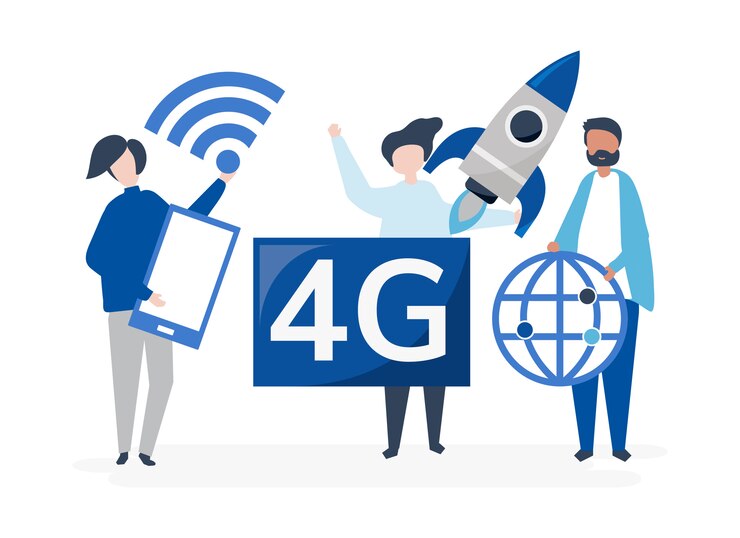 Free Vector character illustration of people with 4g icon