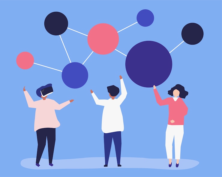 Free Vector character illustration of people with networking icon