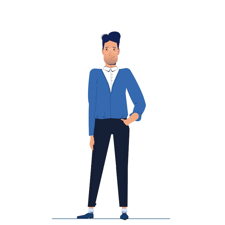 मुफ़्त वेक्टर the character is a man businessman stands and looks forward. 