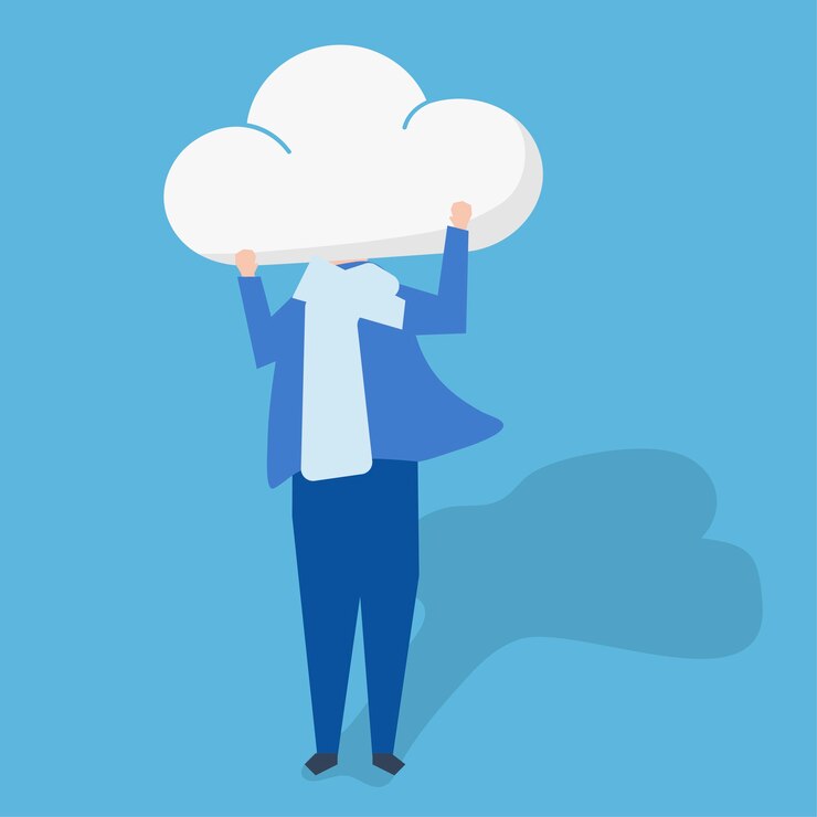 Free Vector character of a person with a cloud as a head illustration