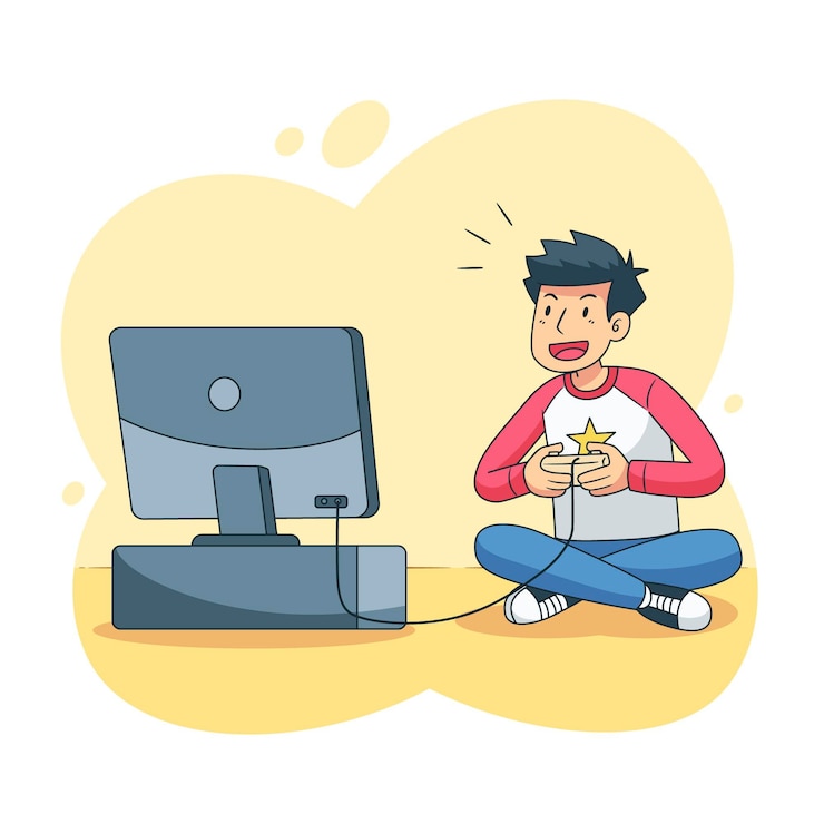 मुफ़्त वेक्टर character playing videogame theme