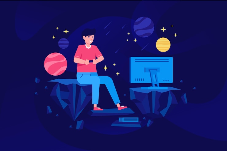 Free Vector character playing videogame