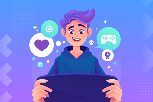 Free Vector  Character playing online video games