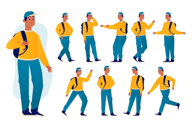 Free vector character poses concept