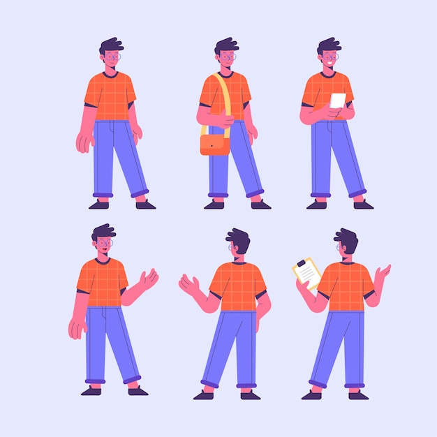 Free vector character poses illustration concept
