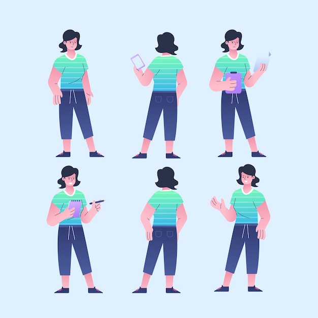 Free vector character poses illustration
