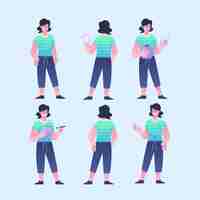 Free vector character poses illustration