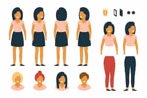 Free vector character poses with women and objects