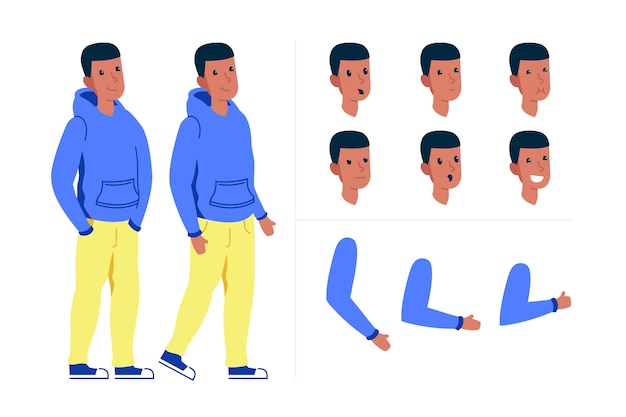 Free vector character poses with young man