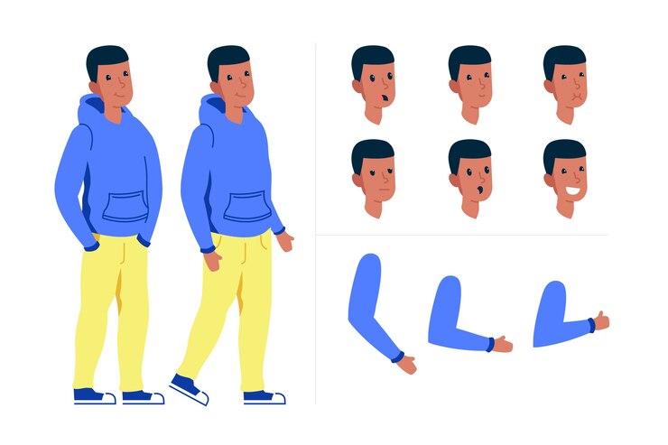 Free Vector character poses with young man