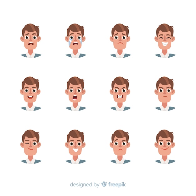 Free vector character showing emotions collection