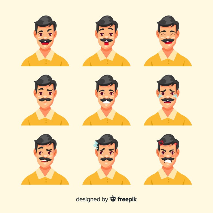 Free Vector character showing emotions collection