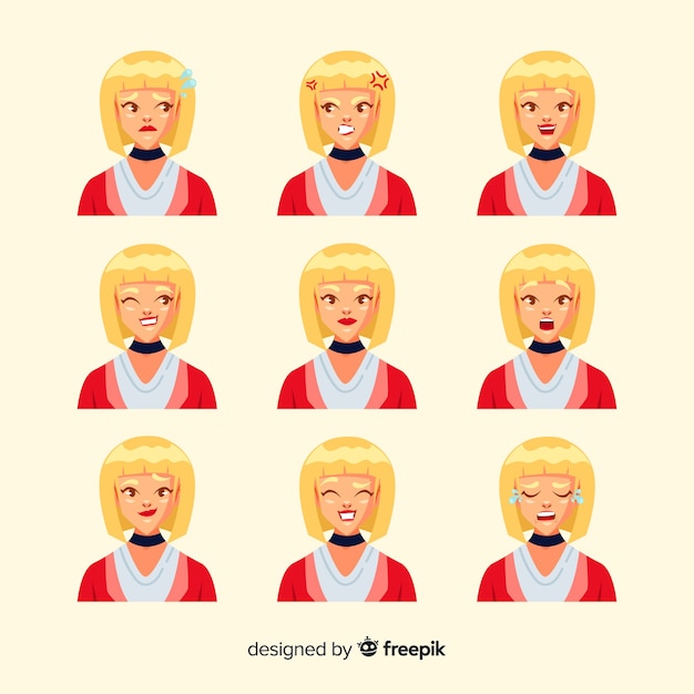Free vector character showing emotions collection