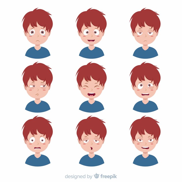 Free Vector character showing emotions collection