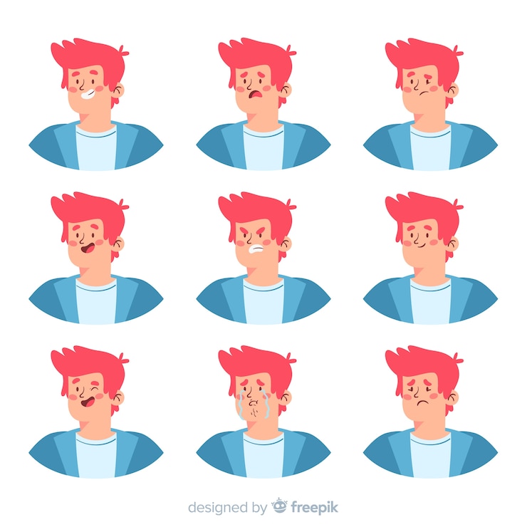 Free Vector character showing emotions collection
