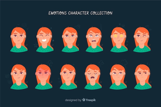 Free vector character showing emotions collection