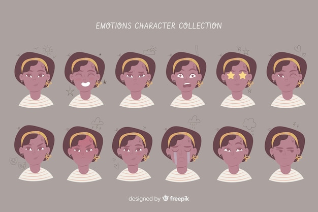 Character showing emotions collection