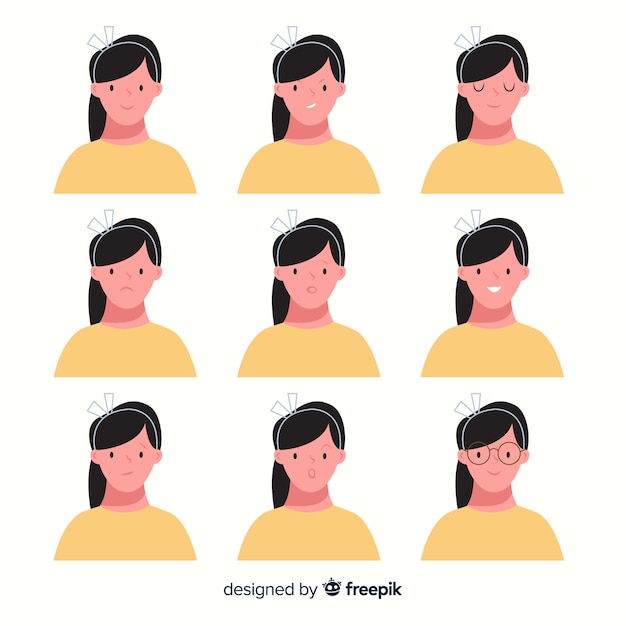 Free vector character showing emotions collection