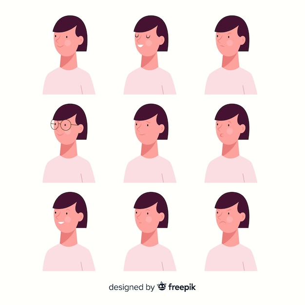 Free vector character showing emotions collection