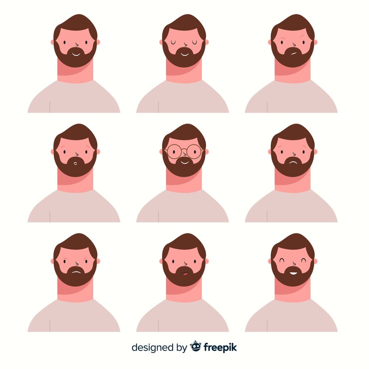 Free Vector character showing emotions collection