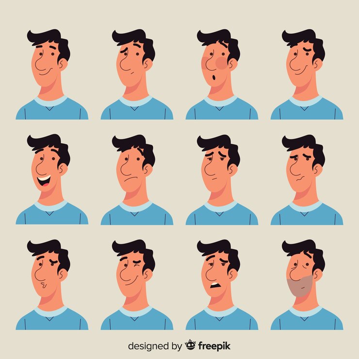 Free Vector character showing emotions collection