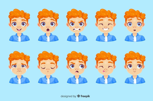 Free vector character showing emotions