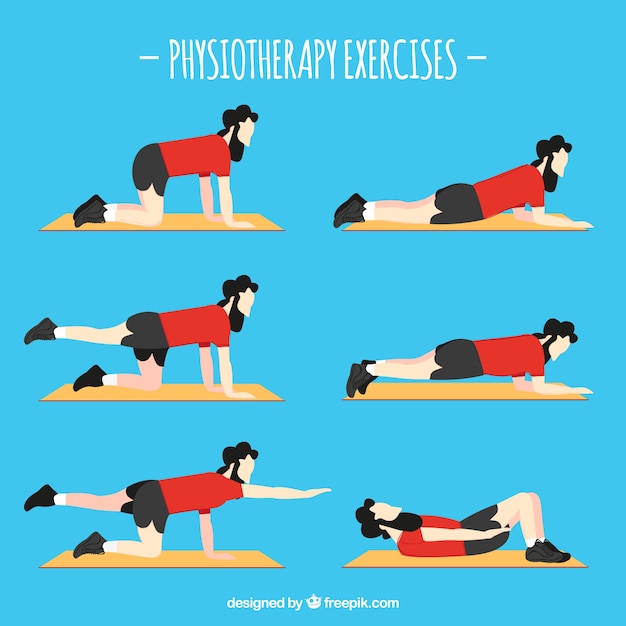 Free vector character in six different rehabilitation exercises