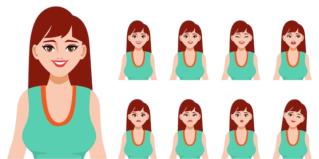 Free vector character with different expressions