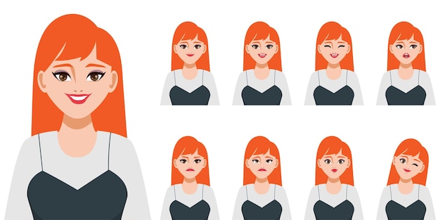 Free vector character with different expressions