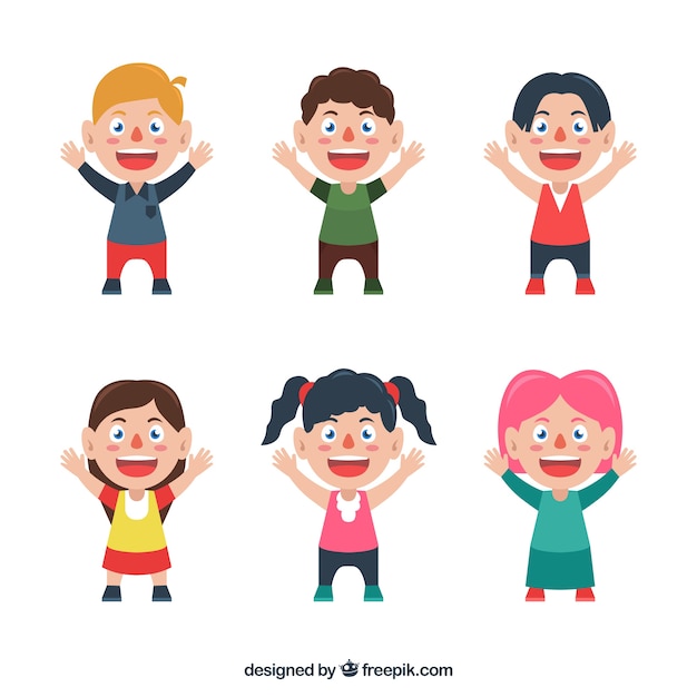 Characters of cheerful children collection