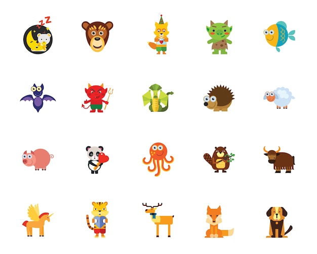 Characters in fairy tales icon set