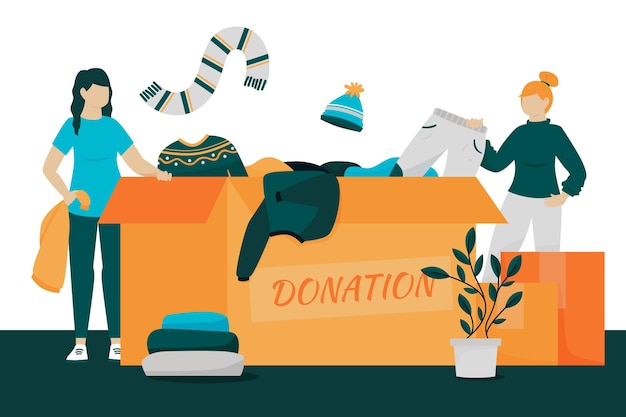 characters giving their clothes to charity