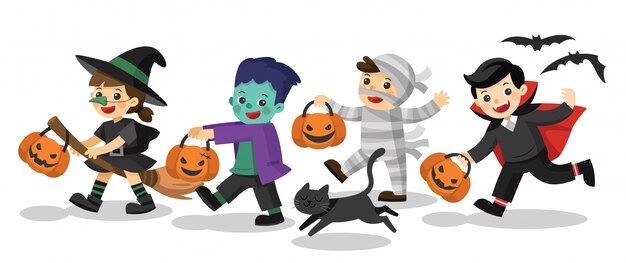 ドラキュラのキャラクターを装ったハロウィン猫 無料のベクター
