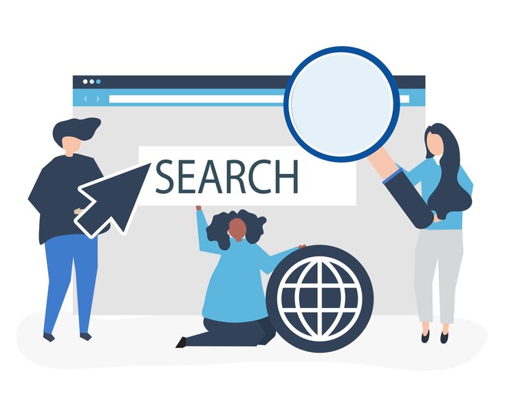 Free Vector characters of people holding internet search icons 