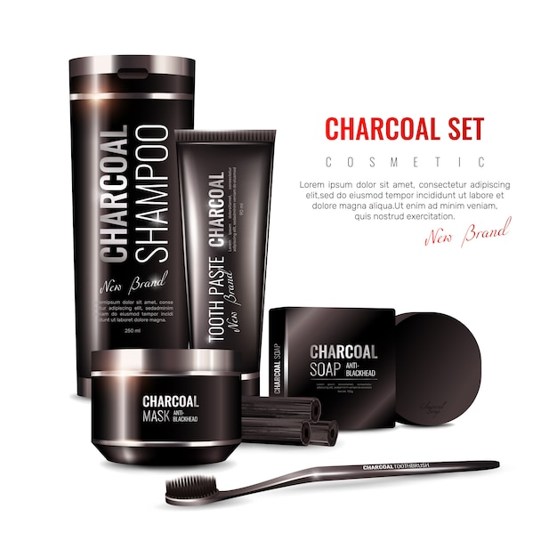 Charcoal cosmetics 3d illustration