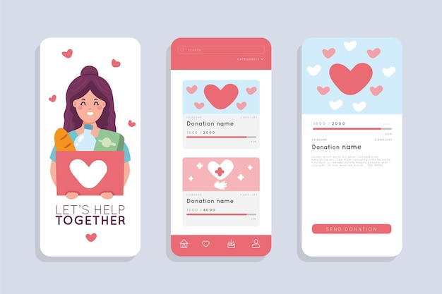 Free vector charity app concept