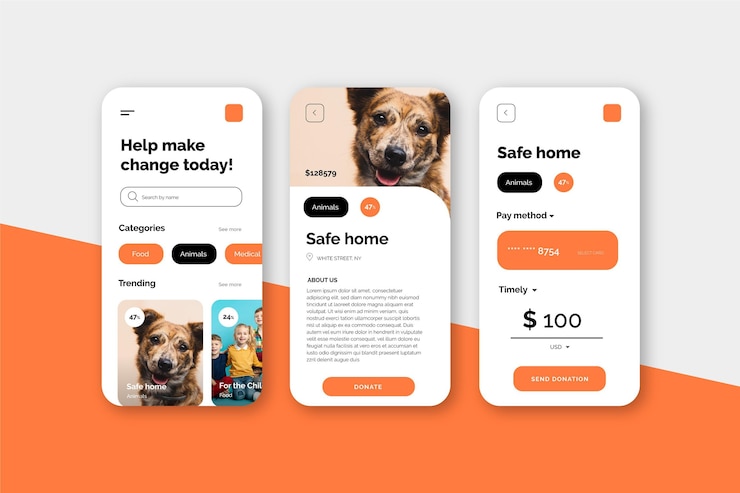 Free Vector charity app interface concept