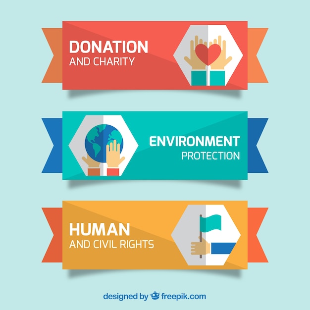 Free vector charity banners set in flat design