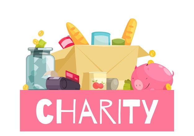 Charity collection concepts with doodle illustration